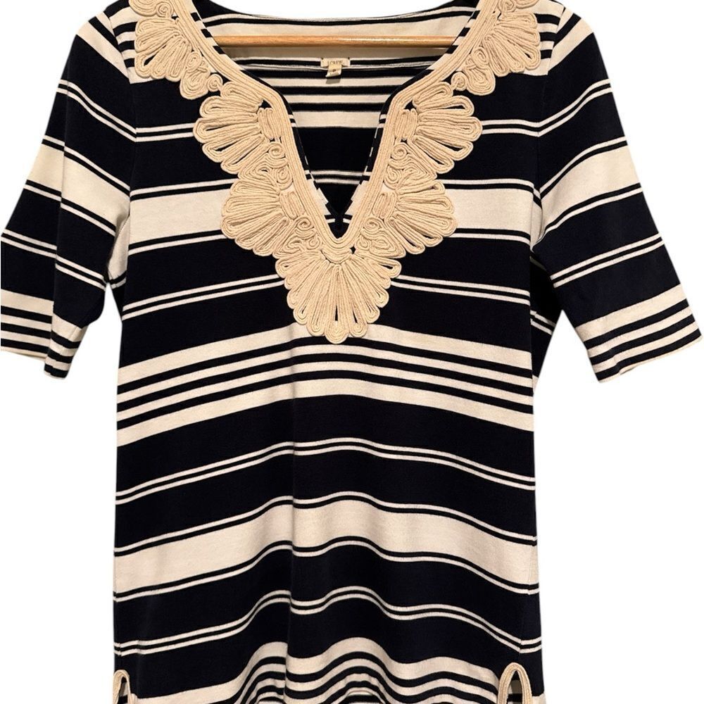 J. Crew Navy and Cream Top